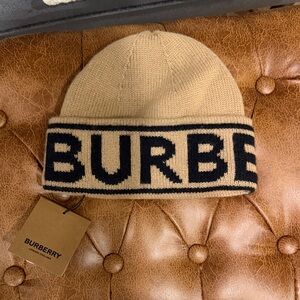 Burberry Tan and Black Knit Beanie